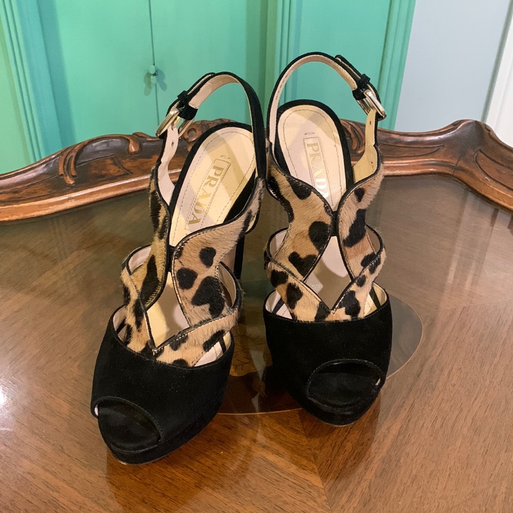Prada Leopard Print Sandals